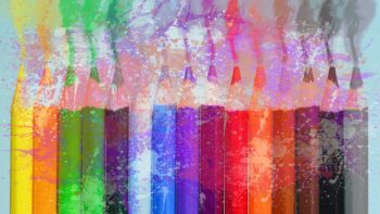 Working together - coloured crayons